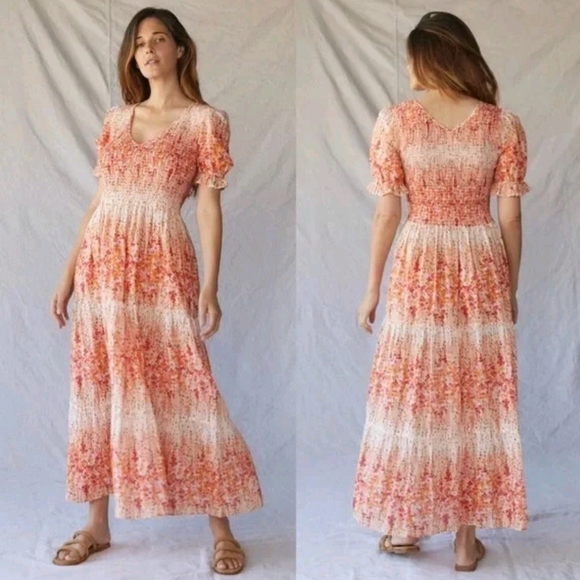 Christy Dawn Dresses & Skirts - Christy Dawn The Brooklyn Smocked Tiered Maxi Dress L Sunset Gladiola